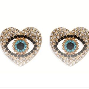 Rhinestone evil eye earrings